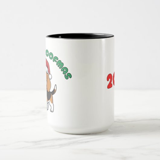 Christmas Beagle Mug: Merry Woofmas マグカップ (中央)