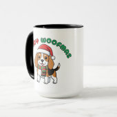 Christmas Beagle Mug: Merry Woofmas マグカップ (正面左)