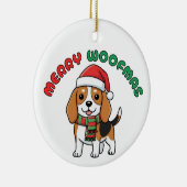 Christmas Beagle Ornament: Merry Woofmas セラミックオーナメント (右)