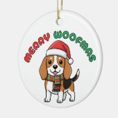 Christmas Beagle Ornament: Merry Woofmas セラミックオーナメント (左)
