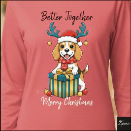 Christmas Beagle Reindeer Scarf Gift Graphic トライブレンドＴシャツ