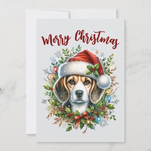 Christmas Beagle Rustic Christmas Farmhouse Style シーズンカード (正面)