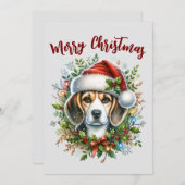Christmas Beagle Rustic Christmas Farmhouse Style シーズンカード (正面/裏面)