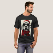 Christmas Beagle with Sunglasses Santa Hat Funny W Tシャツ (正面フル)