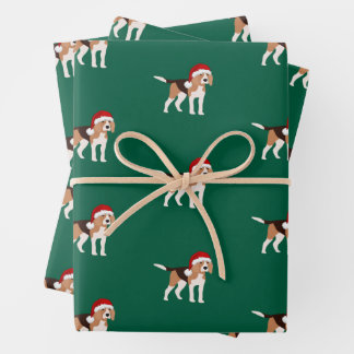 Christmas Beagle Wrapping Paper Sheet Set of 3 ラッピングペーパーシート