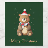 Christmas Bear ワインラベル (シングルラベル)