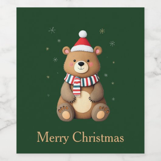 Christmas Bear ワインラベル (シングルラベル)