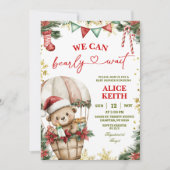 Christmas Bear Air Balloon Santa Boy Baby Shower 招待状 (正面)