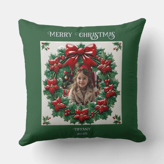 Christmas Bear and Presents Throw Pillow クッション (裏面)