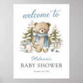 Christmas Bear Baby Shower Welcome ポスター (正面)