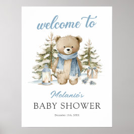 Christmas Bear Baby Shower Welcome ポスター