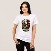 Christmas Bear DJ Women's Edgy Holiday Fashion トライブレンドＴシャツ (正面全面)
