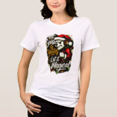 Christmas Bear DJ Women's Edgy Holiday Fashion トライブレンドＴシャツ (正面)