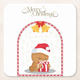 Christmas Bear Gift Coaster スクエアペーパーコースター