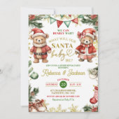 Christmas Bear Santa Baby Gender Reveal  招待状 (正面)