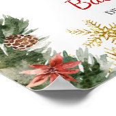 Christmas Bear Santa Boy Baby Shower Welcome Sign ポスター (角)