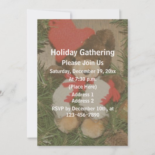 Christmas Bear Wreath Holiday Party  招待状 (正面)