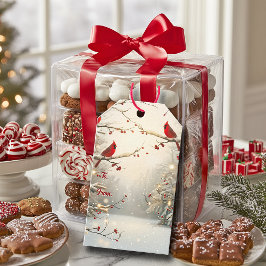 Christmas Beautiful Red Cardinals Winter Snow ギフトタグ