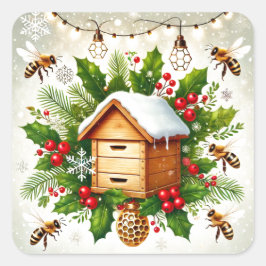 Christmas Beekeeping Sticker | Transferable Design スクエアシール