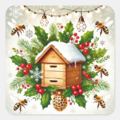 Christmas Beekeeping Sticker | Transferable Design スクエアシール (正面)