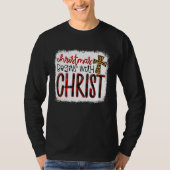 Christmas Begin With Christ Leopard Christian Cros Tシャツ (正面)