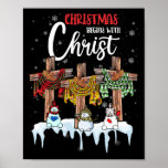 Christmas Begins Christ Snowman Christian Cross ポスター<br><div class="desc">Christmas Begins With Christ Snowman Christian Cross</div>