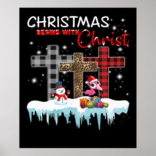 Christmas Begins With Christ Love Flamingo ポスター (正面)