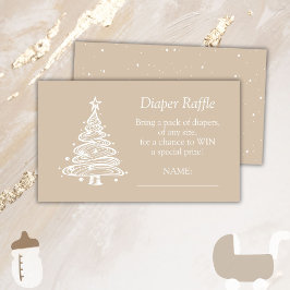 Christmas Beige Baby Gender Neutral Diaper Raffle エンクロージャーカード