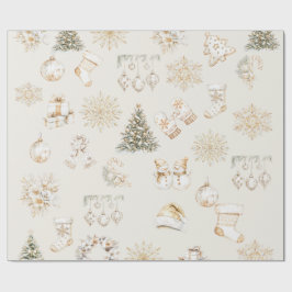 Christmas beige gold wrapping paper ラッピングペーパー