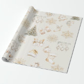 Christmas beige gold wrapping paper ラッピングペーパー (アンロールド)