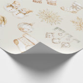 Christmas beige gold wrapping paper ラッピングペーパー (角)