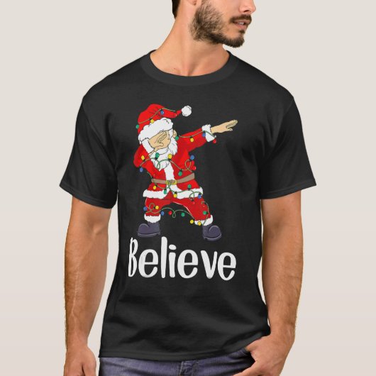 Christmas Believe Dabbing Santa Claus Kids Boys Tシャツ (正面)