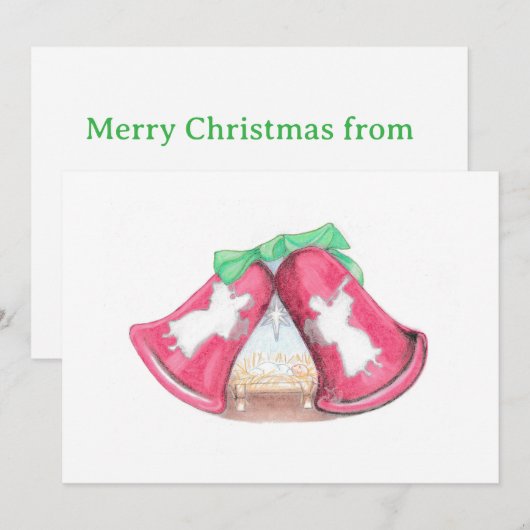 Christmas Bell Creche シーズンカード (正面/裏面)