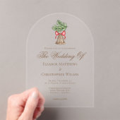 Christmas Bell & Pine Leaves Holiday Wedding Arch アクリル招待状 (インサイチュ (ポータブル))