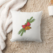 Christmas Bell Print with Pine & red bow wall art クッション (ブランケット)