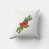 Christmas Bell Print with Pine & red bow wall art クッション (裏面)