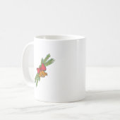 Christmas Bell Print with Pine & red bow wall art コーヒーマグカップ (正面左)