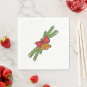 Christmas Bell Print with Pine & red bow wall art スタンダードランチョンナプキン (インサイチュ)