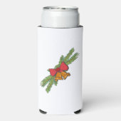 Christmas Bell Print with Pine & red bow wall art スリム缶クーラー (Seltzer裏面)