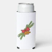 Christmas Bell Print with Pine & red bow wall art スリム缶クーラー (Seltzer正面)