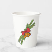 Christmas Bell Print with Pine & red bow wall art 紙コップ (裏面)