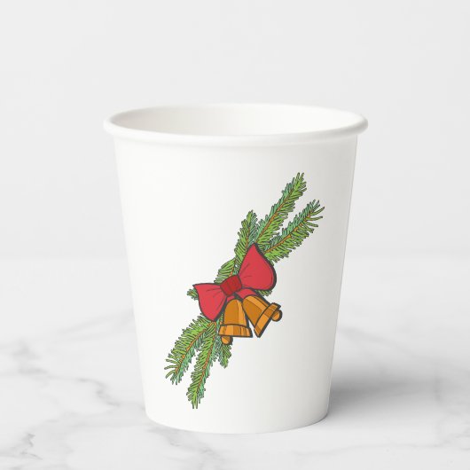 Christmas Bell Print with Pine & red bow wall art 紙コップ (裏面)