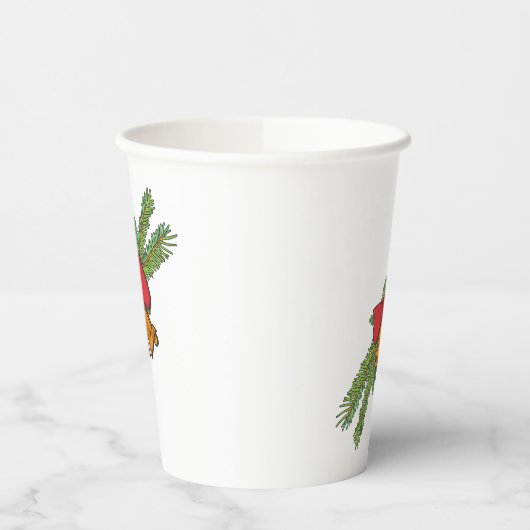 Christmas Bell Print with Pine & red bow wall art 紙コップ (左)