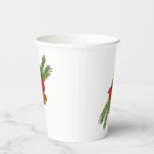 Christmas Bell Print with Pine & red bow wall art 紙コップ (右)