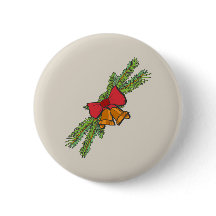 Christmas Bell Print with Pine & red bow wall art