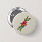 Christmas Bell Print with Pine & red bow wall art 缶バッジ (正面&裏面)
