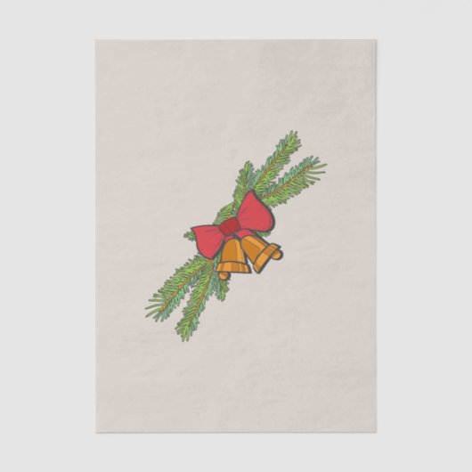 Christmas Bell Print with Pine & red bow wall art 薄葉紙 (正面)