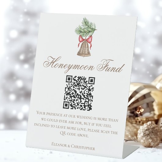 Christmas Bell Wedding Honeymoon Fund QR Code 台座サイン
