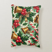 Christmas Bells holly candy canes art pattern アクセントクッション (裏面(縦))