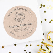 Christmas Bells Kraft Paper Bakery Baking Rustic ラウンドシール